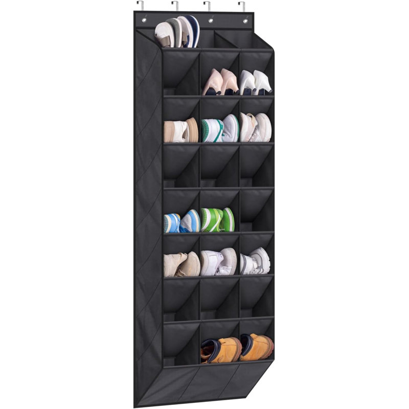 Rebrilliant 24 Pairs Over The Door Shoe Organizer For Closet Deep Pockets Large Hanging Shoe Rack For Door 8 Tier Shoe Holder Hanger Shoe Storage Organizer Black Wayfair Canada